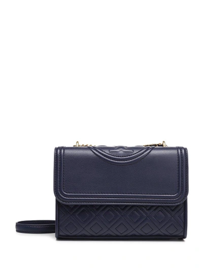 Shop Tory Burch Small Fleming Shoulder Bag In Navy