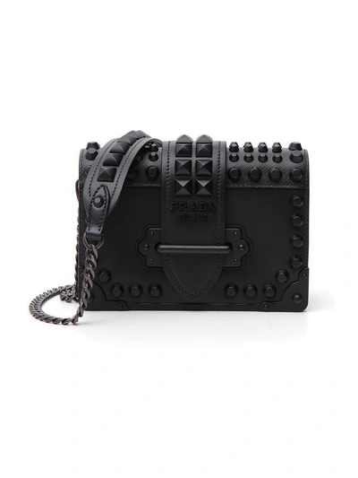 Shop Prada Cahier Chest Shoulder Bag In Black
