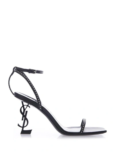 Shop Saint Laurent Studded Opyum Sandals In Black