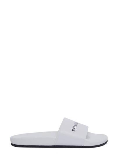 Shop Balenciaga Pool Slides In White