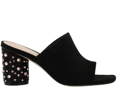 Shop Stuart Weitzman Studded Heel Mules In Black