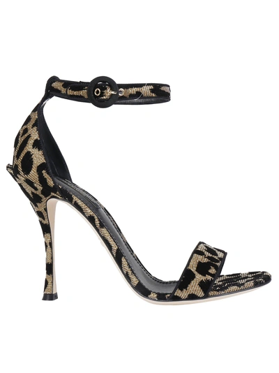 Shop Dolce & Gabbana Keira Leopard Print Sandals In Oro/nero