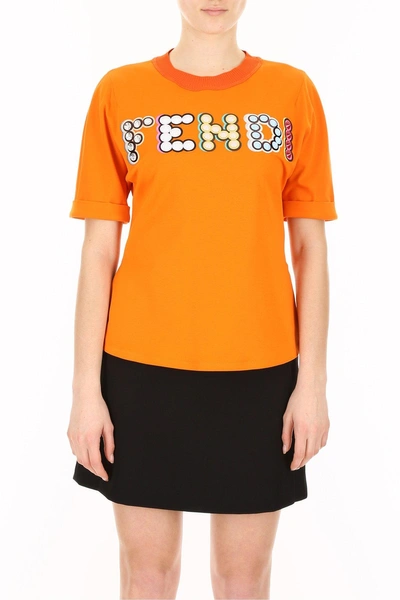 Shop Fendi Logo T In Orange