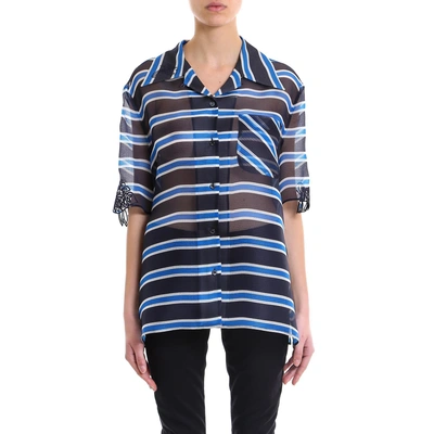 Shop Fendi Striped Blouse In Blue