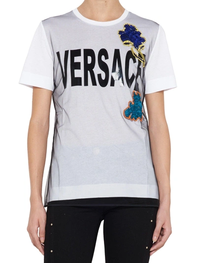 Shop Versace Tulle Layer Logo T In Multi