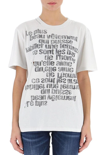 Shop Saint Laurent Slogan Print T In White