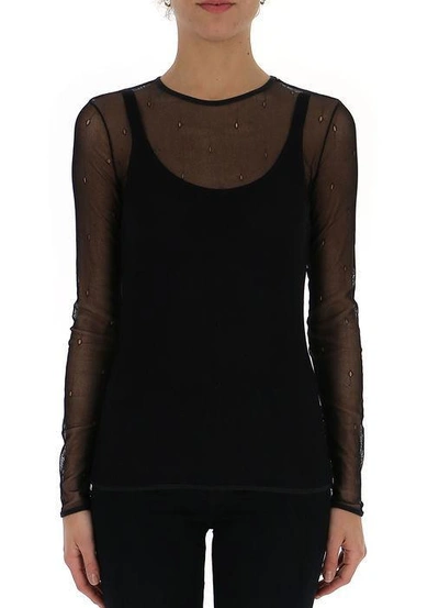 Shop Max Mara Sheer Longsleeve Shirt In Black