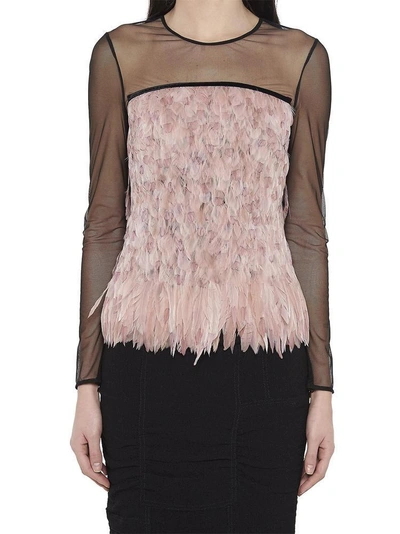 Shop Tom Ford Sheer Feather Top In Pink