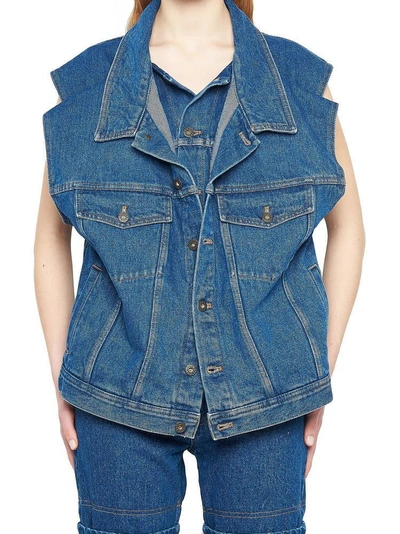 Shop Y/project Y / Project Double Denim Vest In Blue