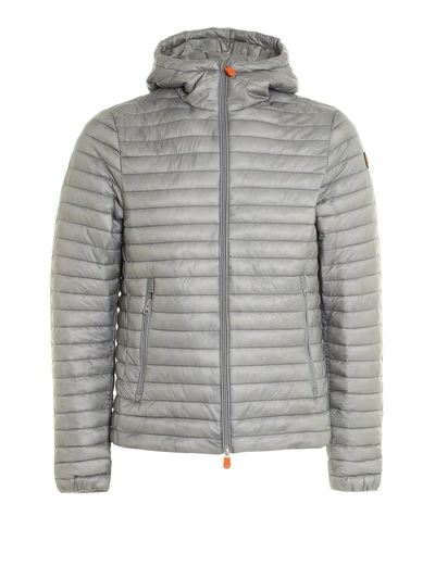 Shop Save The Duck Hooded Padded Jacket In Grey