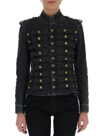 Shop Saint Laurent Military Buttoned Jacket In Black