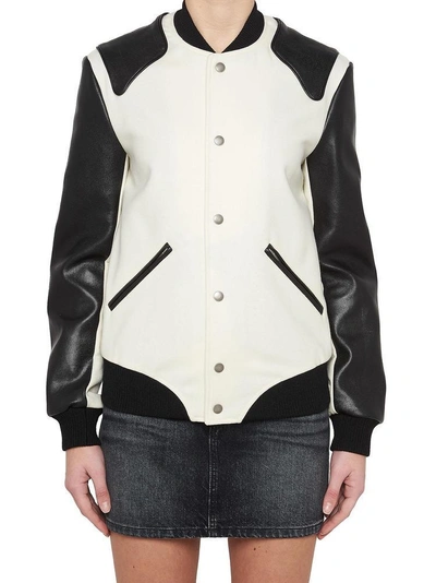 Shop Saint Laurent Heaven Teddy Jacket In White