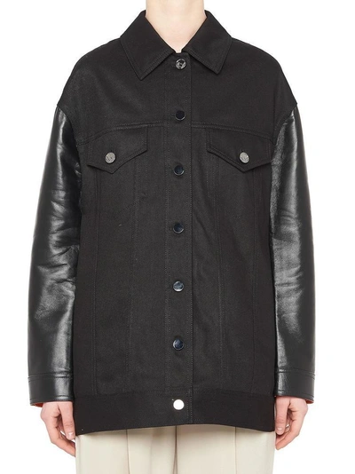 Shop Fendi Karlito Embellished Contrasting Sleeve Jacket In Black
