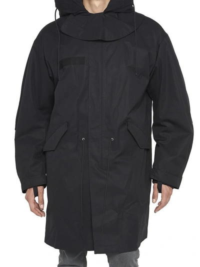 Shop Helmut Lang Oversize Fur Hood Parka In Black