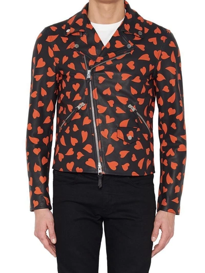 Shop Jw Anderson Hearts Leather Jacket In Multi