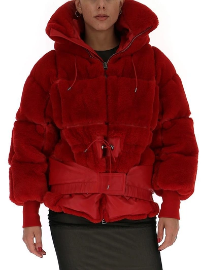 Shop Tom Ford Belted Puffer Coat In Red