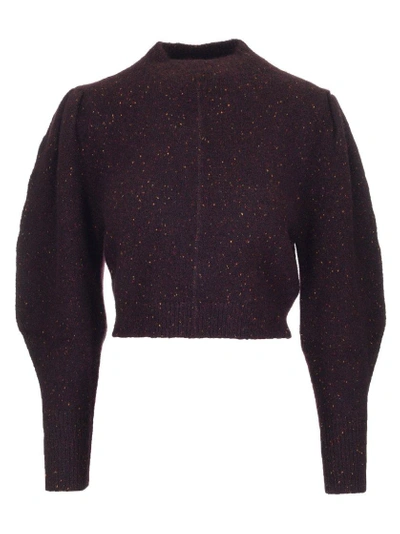 Shop Isabel Marant Elaya Cropped Knit Sweater In Burgundy