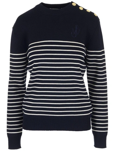 Shop Jw Anderson Striped Merino Sweater In Blue