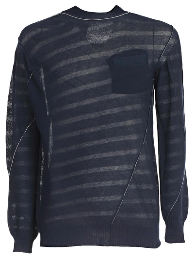 Shop Sacai Twisted Knit Jumper In Navy