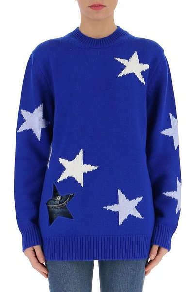 Shop Givenchy Oversize Star Motif Knit Sweater In Blue