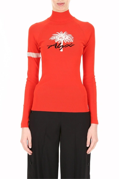 Shop Alyx 1017  9sm Palm Tree Turtleneck Sweater In Red