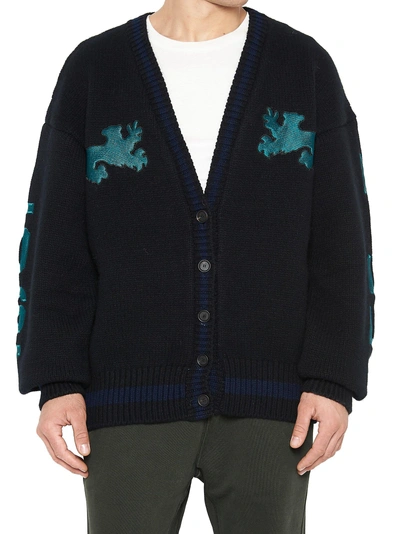 Shop Yeezy Embroidered Knitted Cardigan In Black