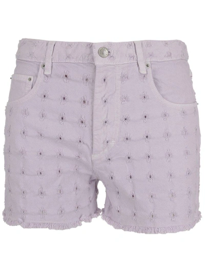 Shop Isabel Marant Étoile Perforated Denim Shorts In Pink