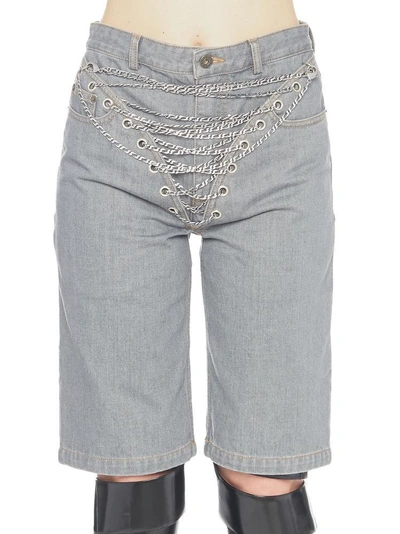 Shop Y/project Y / Project Chain Embellished Shorts In Grey