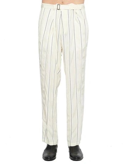 Shop Haider Ackermann Belted Stripe Pants In White