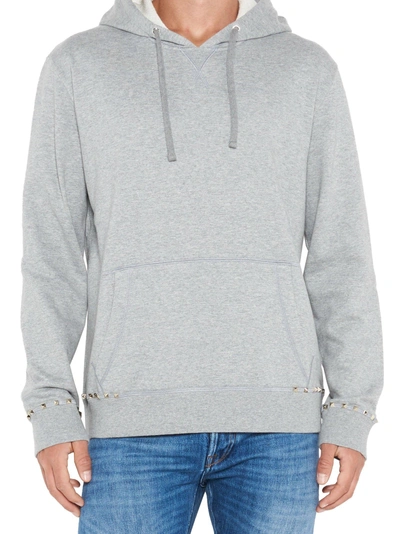Shop Valentino Rockstud Hooded Sweatshirt In Grey