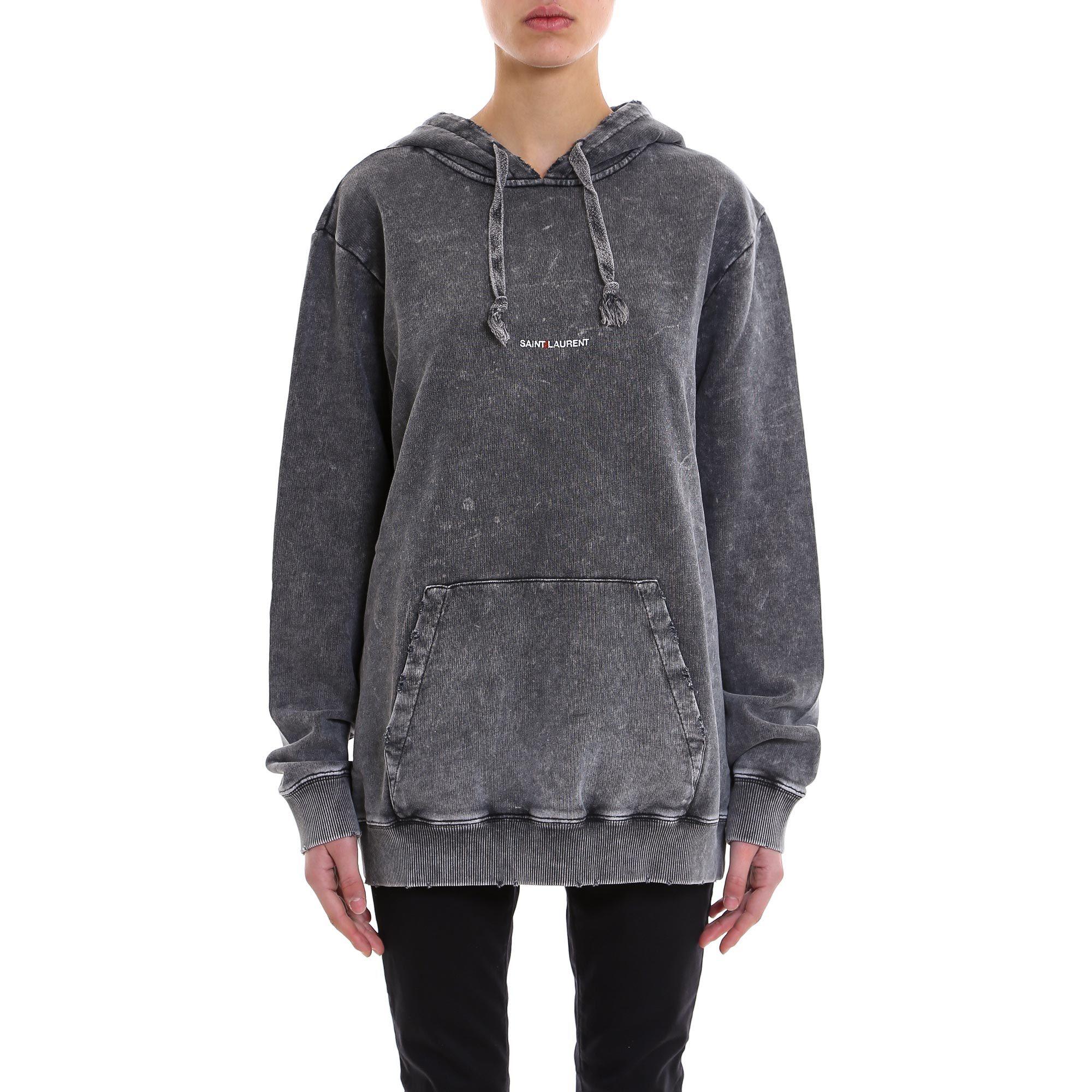 saint laurent distressed hoodie