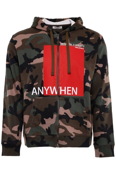 Shop Valentino Anywhen Camouflage Zip Hoodie In Multi