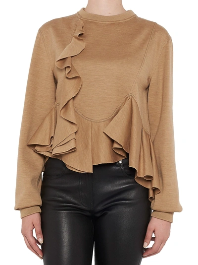 Shop Givenchy Frill Sweater In Beige