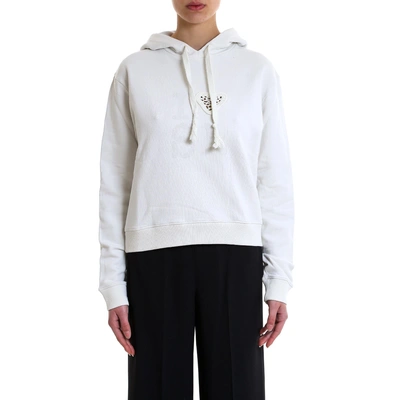 Shop Saint Laurent Embroidered Heart Hoodie In White
