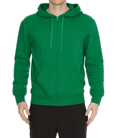 Shop Valentino Logo Zip Up Hoodie In Green