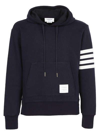 Shop Thom Browne Striped Cashmere Hoodie In Navy