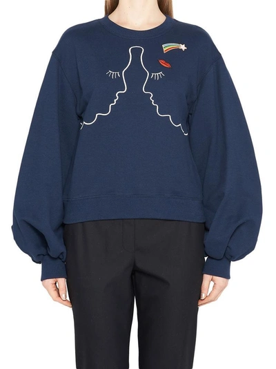 Shop Vivetta Vivette Embroidered Sweatshirt In Navy