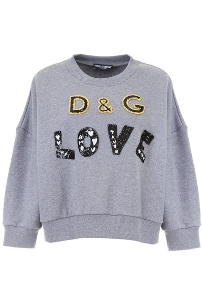 Shop Dolce & Gabbana D&g Love Embellished Sweater In Grey