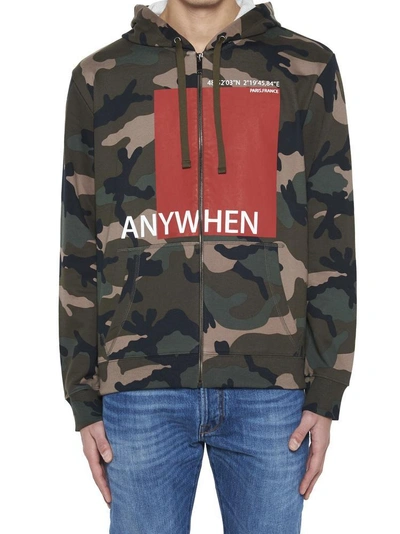 Shop Valentino Anywhen Camouflage Zip Hoodie In Multi