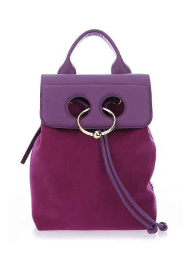 Shop Jw Anderson Suede Pierced Backpack In Violet
