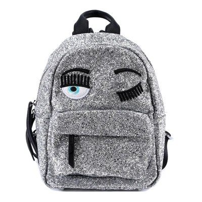 Shop Chiara Ferragni Wink Glitter Backpack In Silver