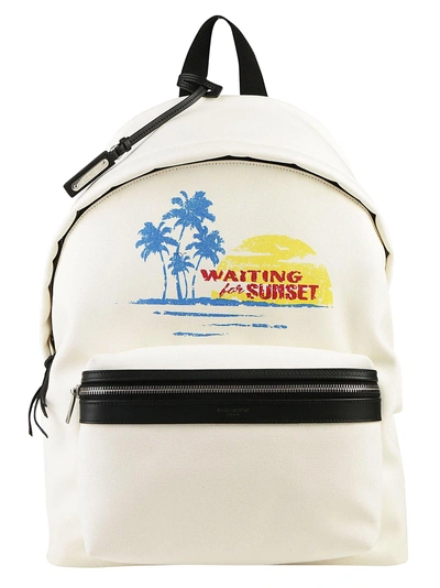 Shop Saint Laurent Waiting For Sunset City Backpack In White