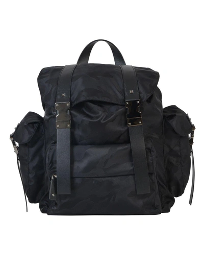 Shop Valentino Garavani Rockstud Camouflage Backpack In Black