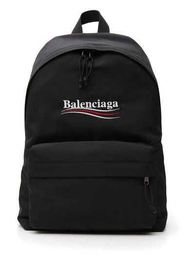 Shop Balenciaga Logo Backpack In Black