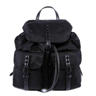 Shop Prada Buckle Flap Backpack In Black