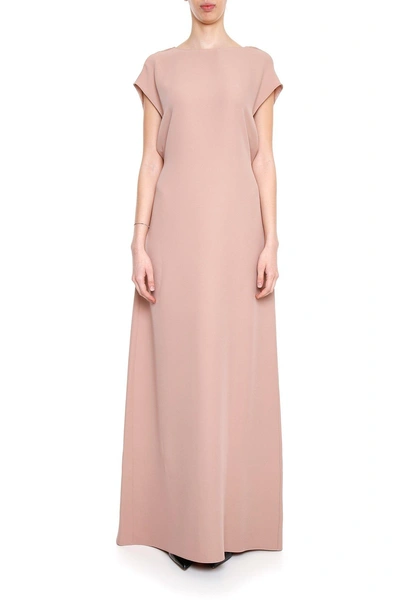 Shop Valentino Draped Back Maxi Dress In Nude