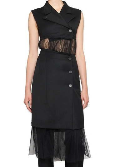 Shop Maison Margiela Tulle Detail Blazer Dress In Black