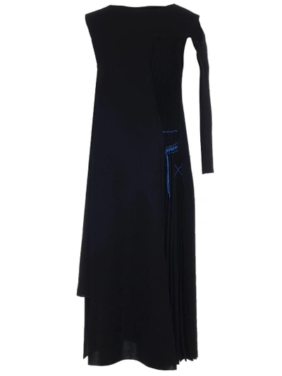 Shop Loewe Pleated Dress In Black
