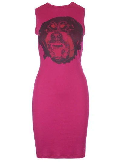 Shop Givenchy Dog Print Midi Dress In Pink