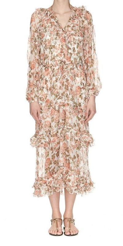 Shop Zimmermann Frilly Floral Dress In Multi